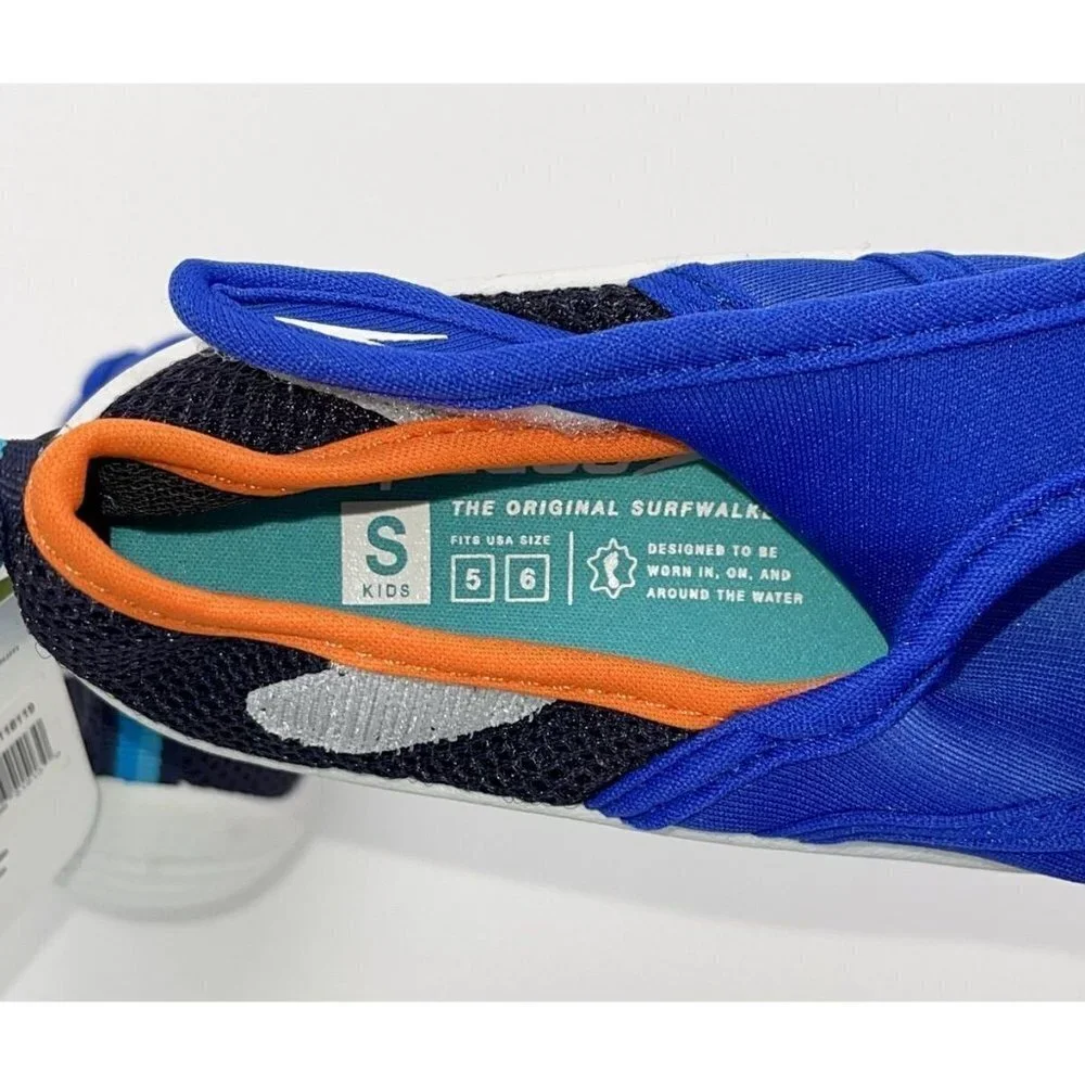 NWT Speedo Boys Kids Small 5/6 Hybrid Water Shoes Blue Orange White